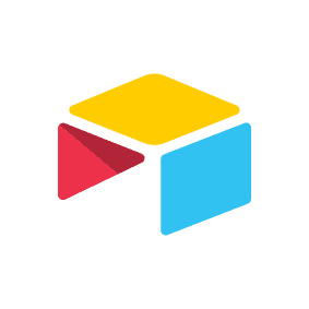 The Airtable logo, a yellow, red and blue box shape