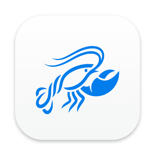 The ClawX app icon, a blue line-drawn lobster on white