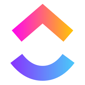 The ClickUp logo, a chevron above a curved line