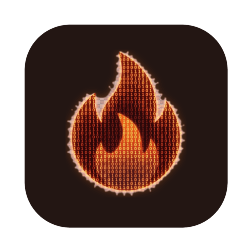 The CodeBurn logo, an orange flame made of binary digits on a dark rounded square