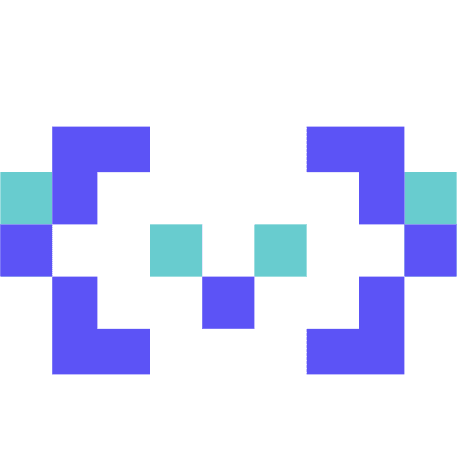 The ModelScope logo, purple and teal pixel brackets