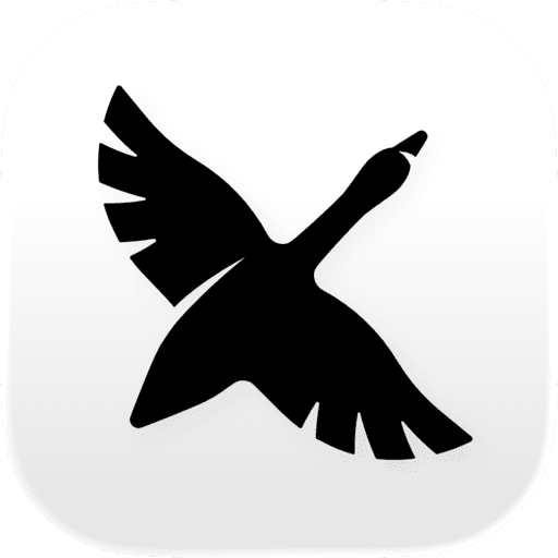 The goose app icon, a flying goose