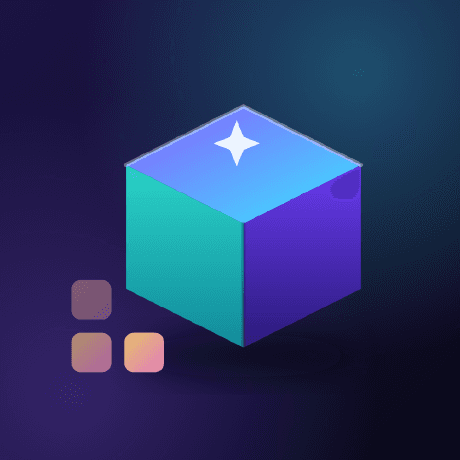 The img2threejs logo, a glowing cube with small tiles beside it