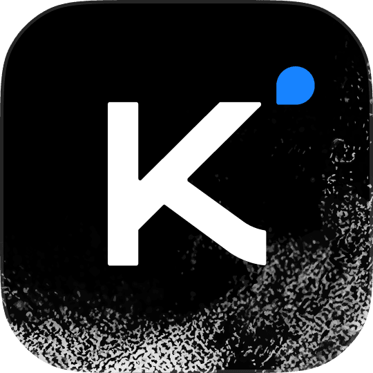 The Kimi app icon, a white K with a blue dot on black