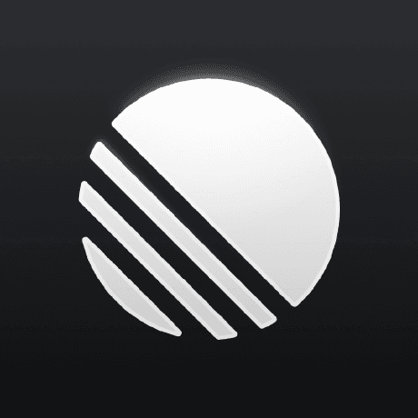 The Linear logo, a white disc with diagonal stripes on a dark square