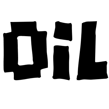 The word OiL in thick black hand-drawn letters