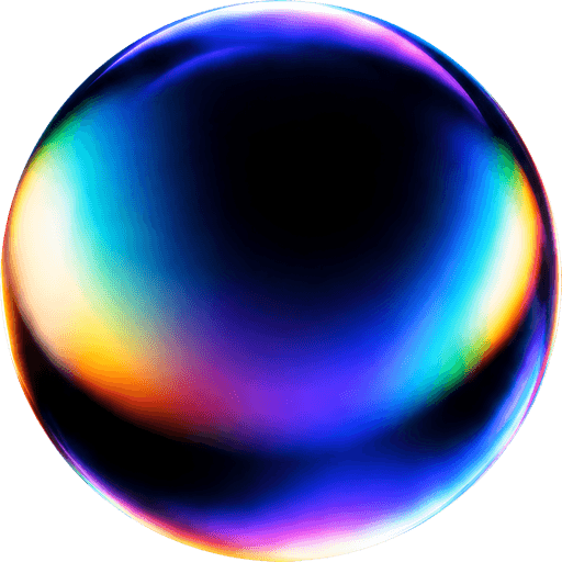 The Pipeboard logo, an iridescent glass sphere