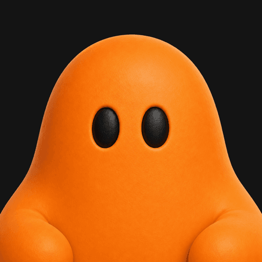 The Rakazo icon, an orange rounded character with two dark eyes