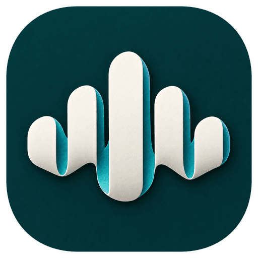 The yovoice app icon, white sound-wave ribbons on dark teal