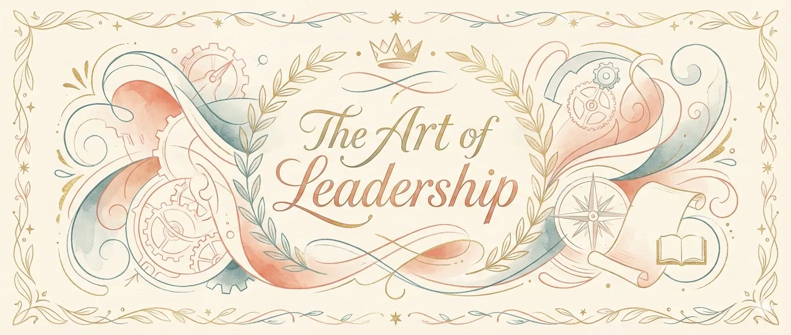An ornate pastel cover with script lettering that reads The Art of Leadership