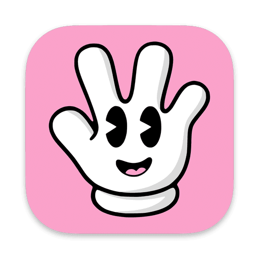 The Handy logo, a smiling cartoon glove on a pink square