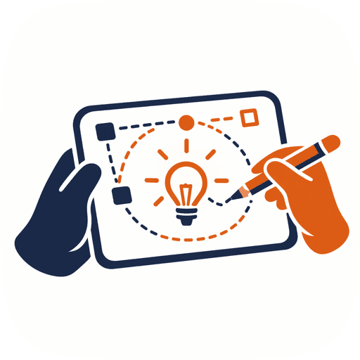 The Open CoDesign logo, two hands sketching an idea on a tablet