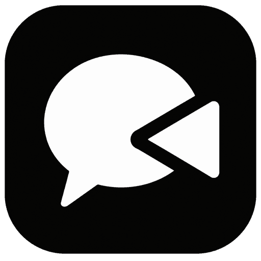 The OpenChatCut logo, a speech bubble with a play arrow