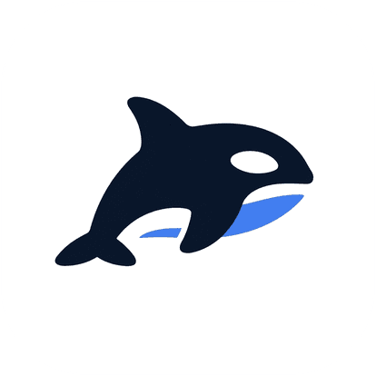 The Orkas logo, a leaping orca