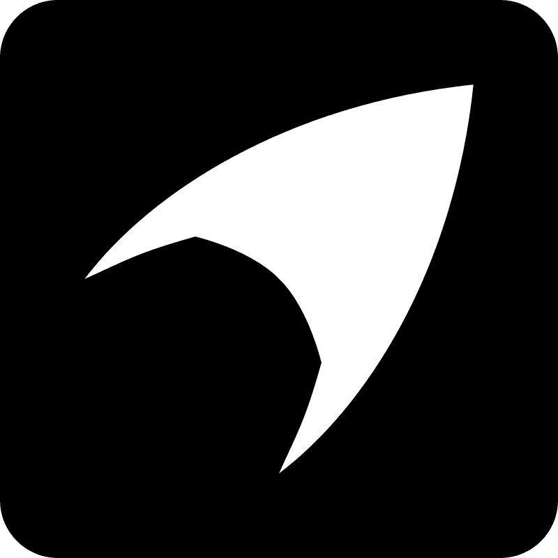 The Rowboat app icon, a white sail shape on black