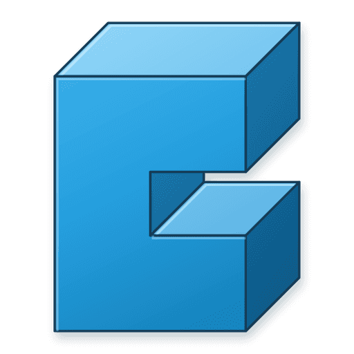 The text-to-cad logo, a blue 3D letter C